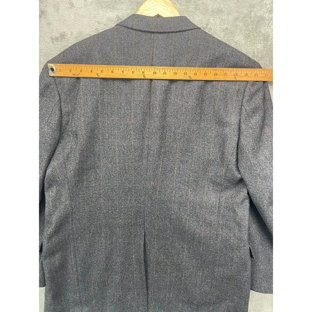 Hart Schaffner Marx Men's Tweed Wool Blazer 44R Gray‎ Herringbone Sport Coat